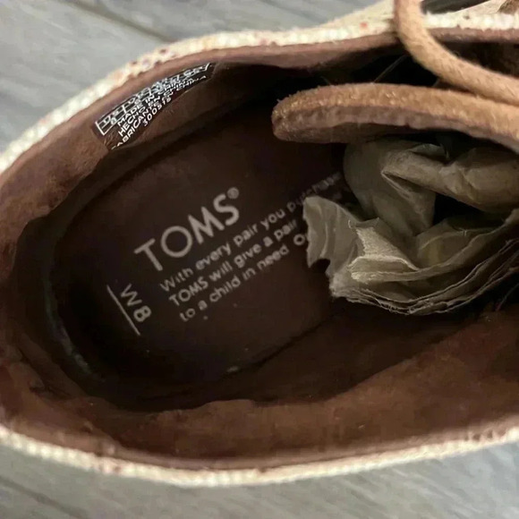 [US8]Toms Desert  Beige/Brown Maple Leaf Pattern Wedge Boots Bootie - Picture 7 of 10